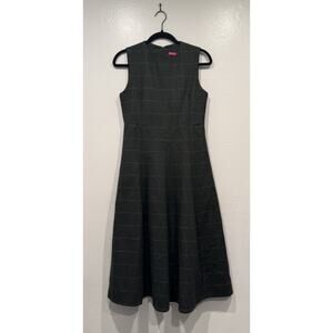 Pinkyotto Green Plaid Midi Dress Sleeveless Preppy Classic Academia Work Career